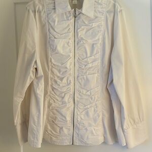 White Women's Zip-Up Blouse